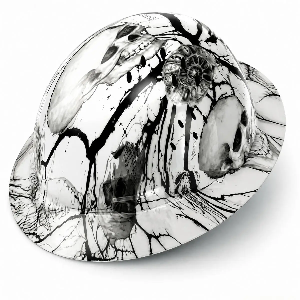 Carbon Fiber Hat, Full Brim Safety Hat with 6-Point Ratchet Suspension & Chin Strap, Vented Industrial Construction Hat Men & Women, Adjustable, Unisex Fit