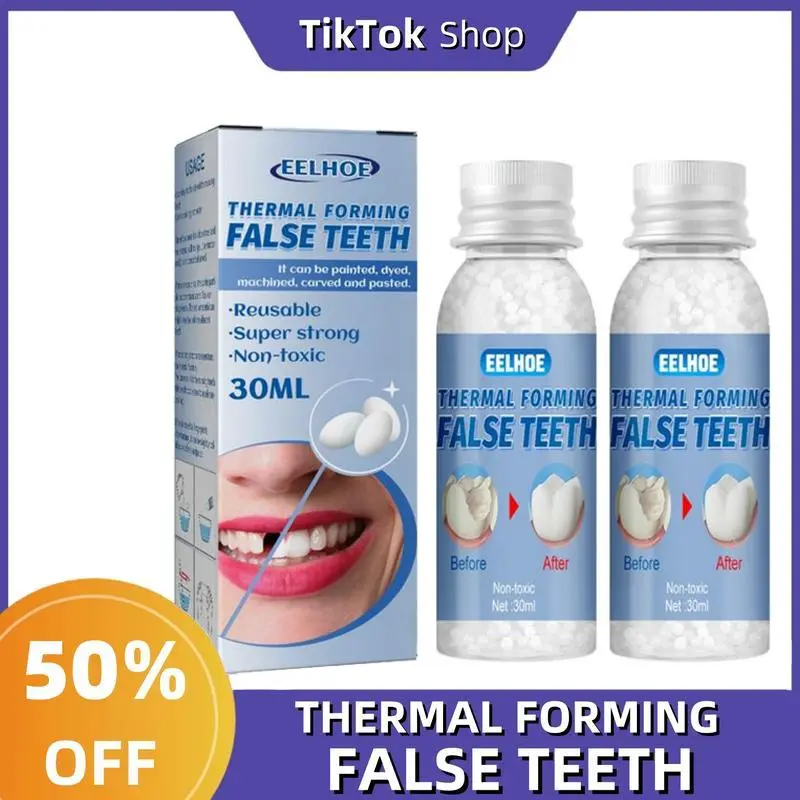 Temporary Tooth Repair Kit with 30ml Shapeable Thermal Beads, Dental Glue for Gaps and False Filling, Makeup