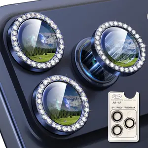 For iPhone 17 Pro Max Removable AR+AF Glitter Diamond Rhinestone Lens Camera Protector