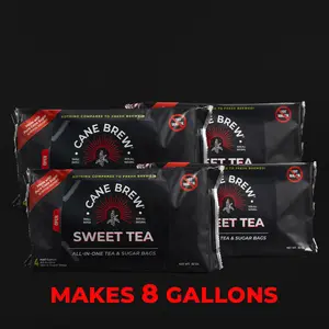 Cane Brew Sweet Tea 4 Pack - 16 Half-Gallon Tea & Sugar Bags - Makes 8 Gallons - Non-Returnable Beverage Product
