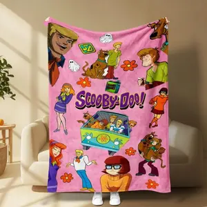 Scooby Doo Flannel Blanket, Soft Cozy Throw Featuring Classic Cartoon Characters, Lightweight Warm Bedding for Kids & Fans Gift Cartoon Blanket Halloween and Christmas Gifts