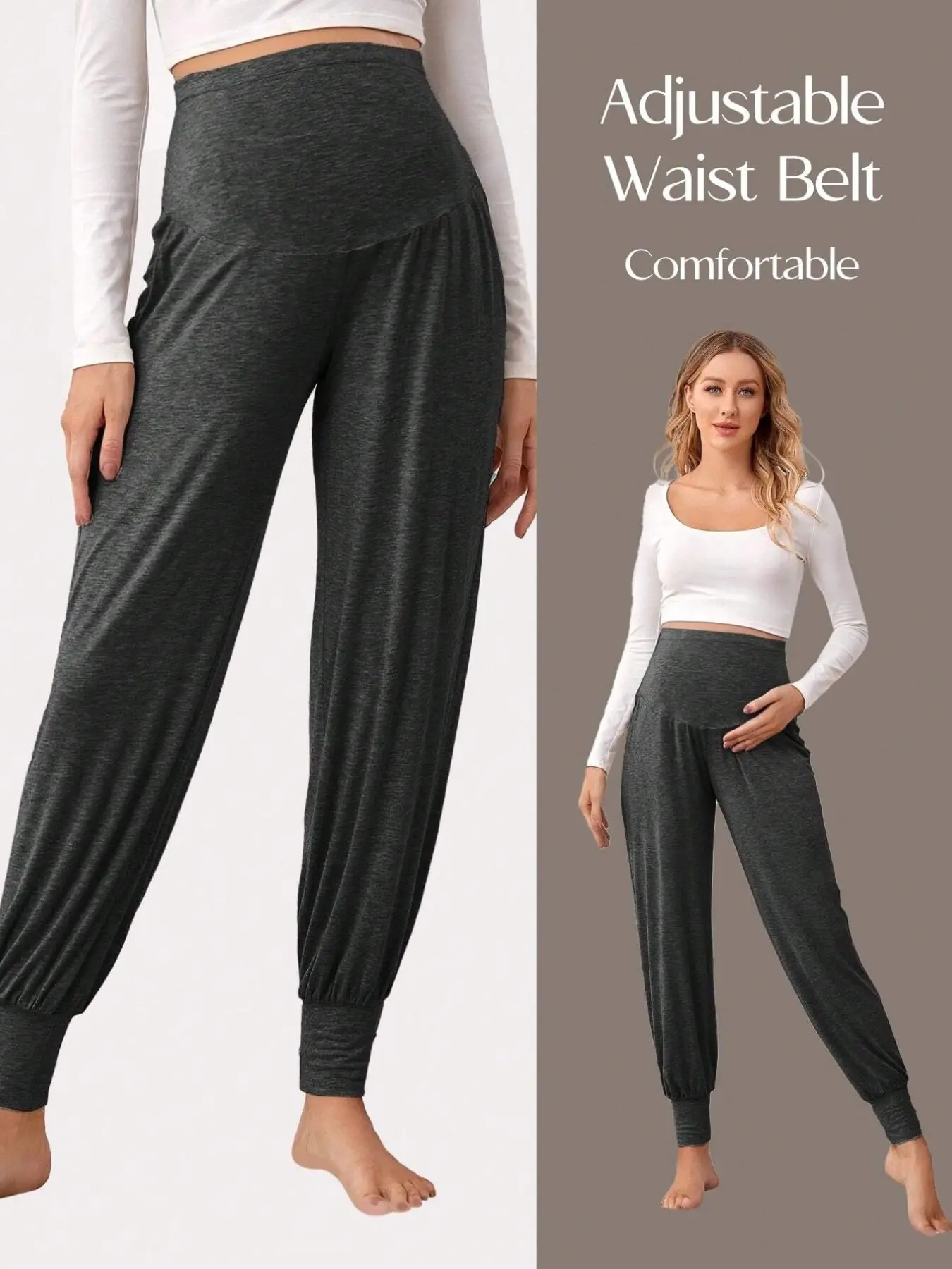 Black Maternity Leggings - Nine-Inch Stretchy Casual Sportswear for Pregnancy, Yoga, and Daily Wear, Maternity Clothing