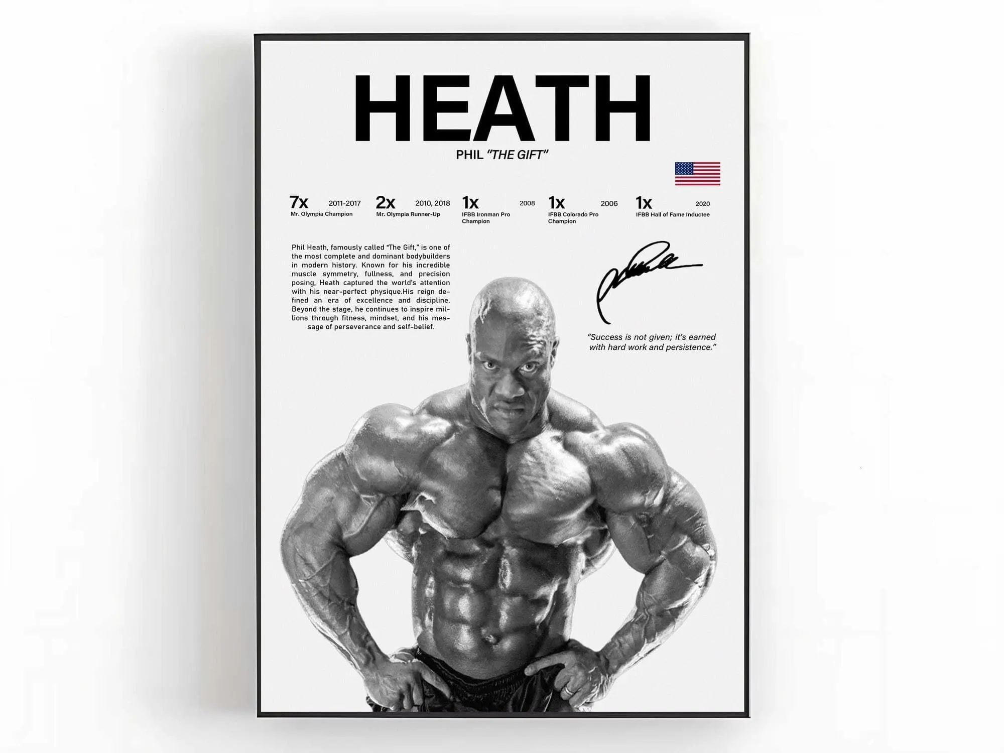 Phil Heath Poster Bodybuilding Wall Art Gym Print Sports Room Decor Fan Gift ( Unframed - Print Only )