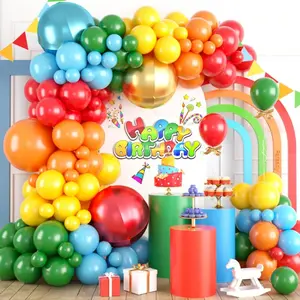 120PCS Rainbow Balloon Arch Kit with Red, Gold, Blue, Orange, Yellow & Green Balloons Party Decor