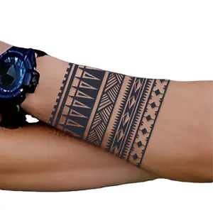 Tribal-Style Geometric Armband Temporary Tattoo Sticker Magic Tattoo Sticker Tattoos Waterproof & Long-Lasting 7-15 Days Herbal Semi-Permanent Tattoo for Men & Women Safe & Non-Toxic Arm Sticker