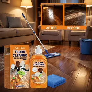 Jue-Fish Floor Cleaning Kit - Stain and Grime Remover, Wood Floor Cleaning, Polishing, and Brightening, Tile Cleaner Household