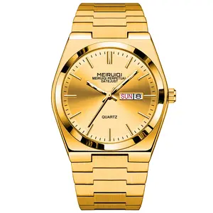 MEIRUIDI Gold Luxury Men's Quartz Watch with Gold Finish & Quartz Movement for Precision and Reliability Elegante Atemporal
