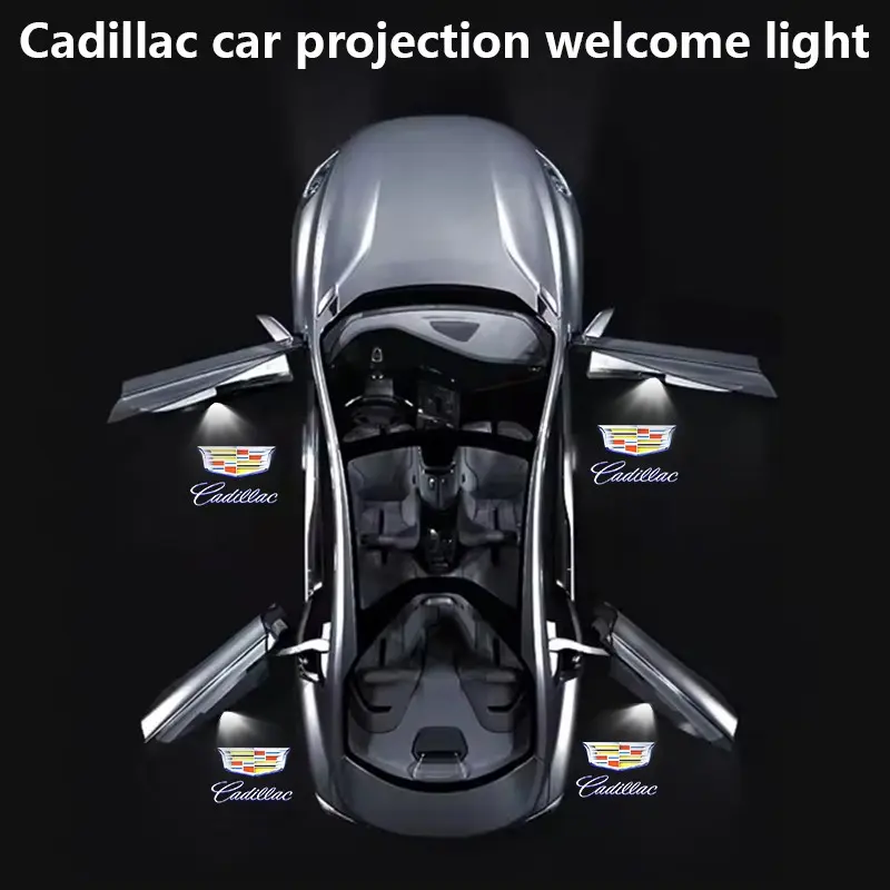 Cadillac Iron Shell LED Logo Welcome Lights Upgrade HD Shield Projection Compatible with Ct5 Xt5 Xt6 Night Door Opening Ceremony Car Door Projector Lights