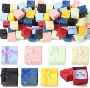 48 Pcs Assorted Color Cardboard Material Jewelry Gift Boxes - Elegant Boxes with Ribbons and Bowknot - Ideal for Birthdays, Office Stationery Gift Wrapping