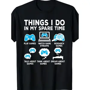 Men's Retro Gamer T-hirt- Funny "This Is What I Do Iny Free Time" Logan- Unisex Hort Leeve- Casual Gaming Gift, Breathable Ummer Hirt, Uitable for All Easons