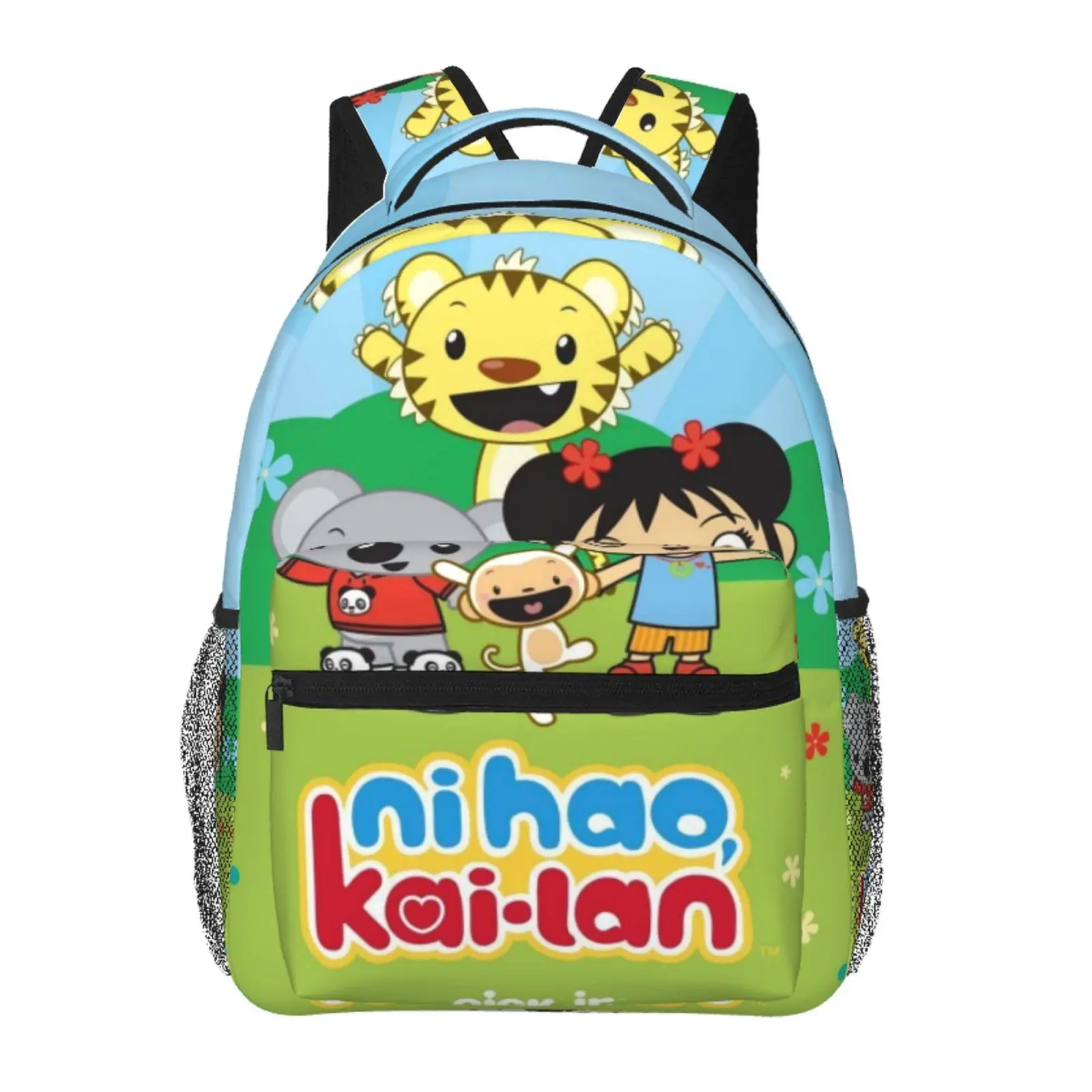 Ni Hao Kai-Lan Travel & Daily Commute Backpack Ni hao kai lan Functional School Backpack Nihao kai lan Casual Lightweight Daypack with Zipper Front Pocket & Mesh Side Pockets, Padded Shoulder Straps, Back to School Essentials