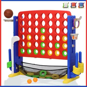 Tik Tok Giant 4-to-Score Giant Premium Plastic Party Game for Kids & Adults, Indoor & Outdoor, BPA-Free with Carrying Bag, Basketball Hoop & Ring Toss, 4-to-Score Connect Games for Indoor/Outdoor Fun, Blue, Red, Yellow, Orange , Green, White, Large