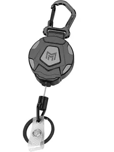Expandable Keychain Safety Badge Holder, Tactical ID Scroll Keychain with 31.5 Inch Steel Extending Rope, 8.0 Ounce