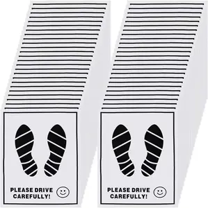 100 Pcs Paper Car Floor Mats - 20"x16" Disposable Auto Floor Pads with Footprint Words | Bulk White Kraft Paper Mats for Car Detailing Supplies, Dealerships & Vehicle Protection