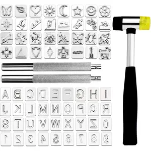 71 PCS Leather Stamping Tools with 68 PCS Letters Numbers and Patterns 2 PCS Punch Tools Leather Stamp Set for Leather Working
