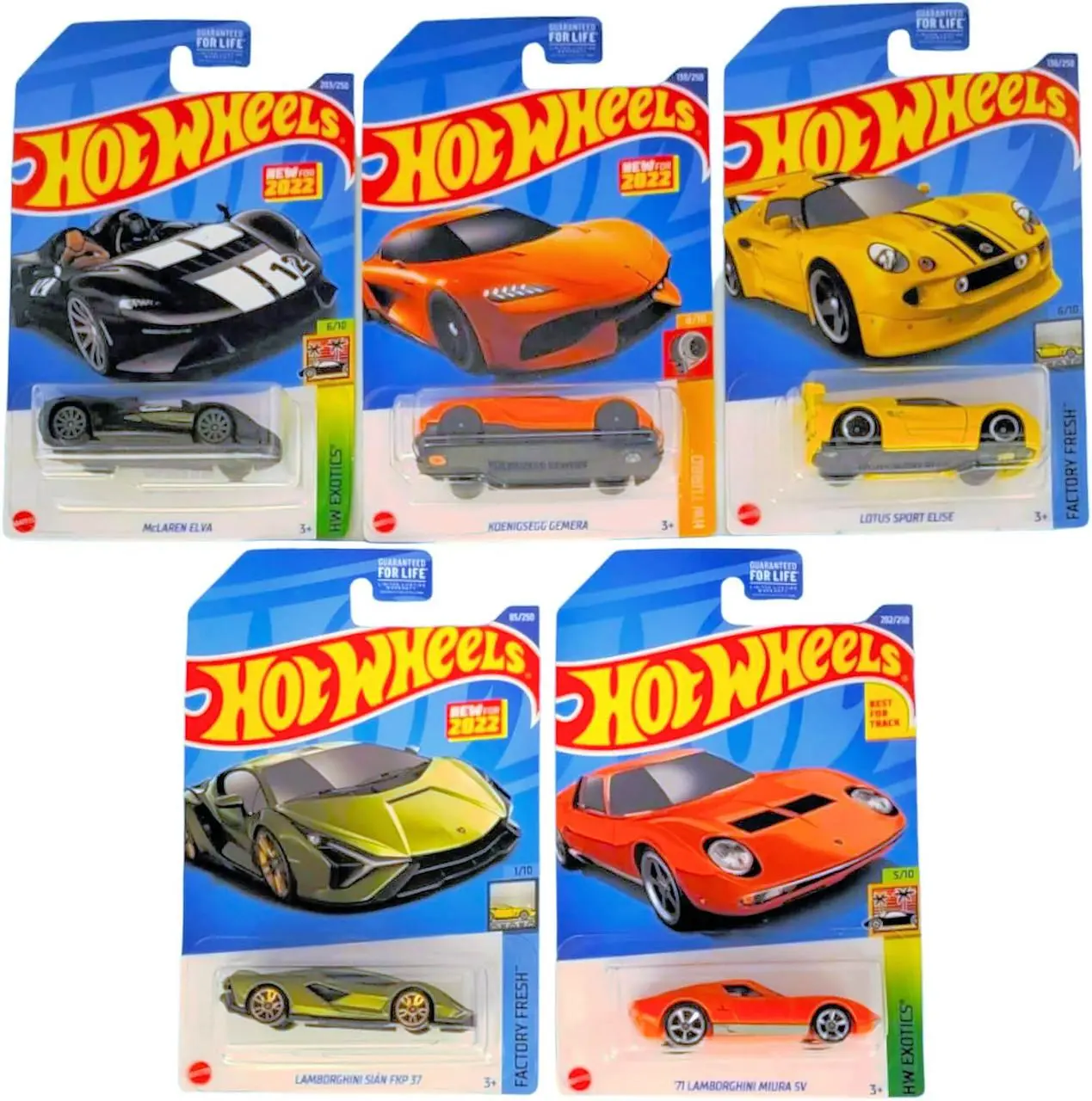 Hot Wheels 2022 Exotics Super Car Bundle of 5 Die-Cast Metal 1:64 Scale L2593