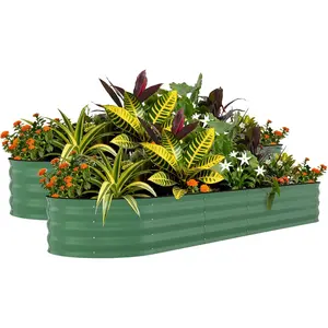 2PCS 120 x 60 x 45 cm Galvanized Steel Raised Garden Bed, Anti-Bending Planter Box with Anti-Cut Edge Strip for Outdoor Vegetables Flowers Herbs