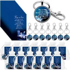Funeral Favors for Guest Memorial Gifts Including Remember Keychain Prayer Cards Organza Bags for Memorial Celebration of Life(Dark Blue,48 Sets)