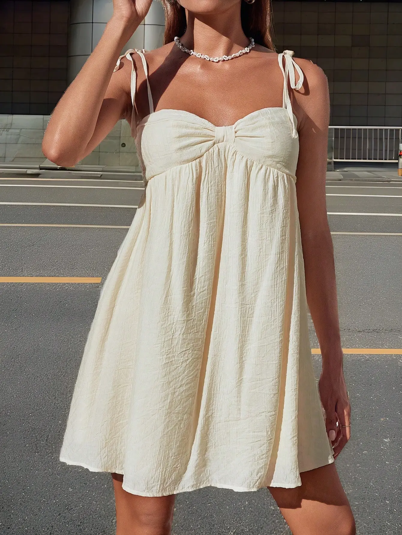 Women Solid Color Twist Detail Casual Camisole Dress,Summer Dresses Spring Clothes