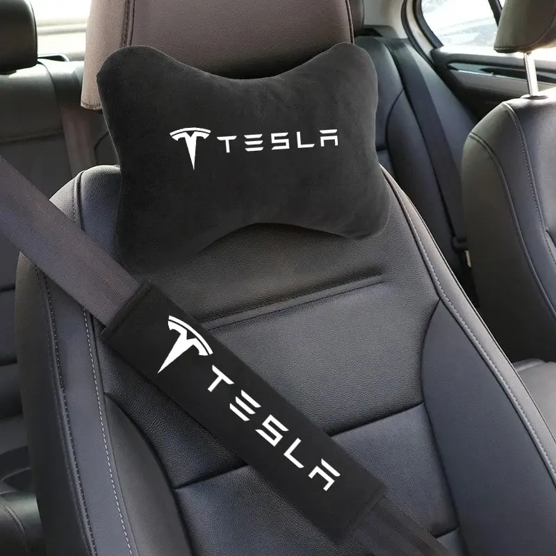 Tesla Model 3/s/x/y/roadster/spacex Car Headrest Neck Pillow, Adjustable Headrests Comfortable Car Seat Neck Rest Cushion, Durable & Stylish Design, Auto Interior Accessories