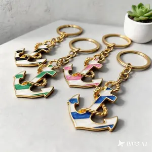 Cross Border Metal Ship Anchor Keychain Pirate 3D Stereoscopic Keyring Personalized Off Road Adventure Badge Pendant for Gift