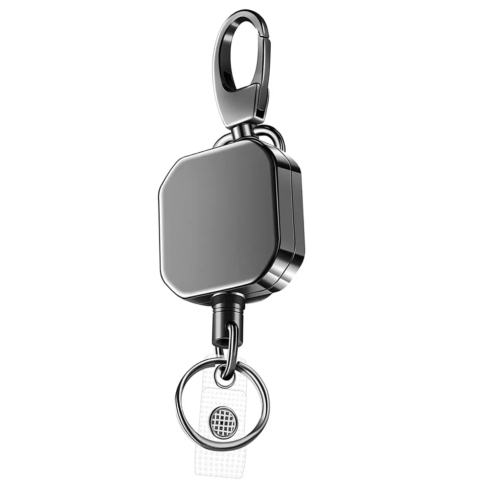 Sturdy Metal Retractable Keychain and Badge Reel, Heavy-Duty Clip with 28.3-inch Reinforced Steel Cord for Nurses & Teachers, Sports, Outdoor, Government, Airport Faa And Tsa, Security Staff, Solid, Zinc Alloy, Telescopic Buckle, 28.3" Cord, Unisex, Split