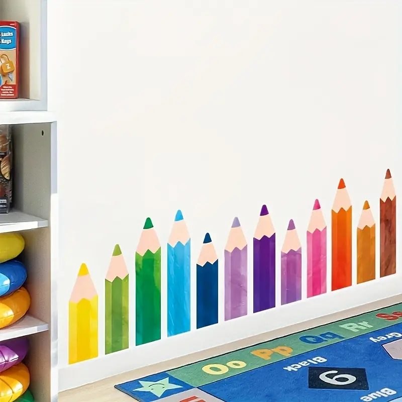 4pcs Colorful Pencils Wall Decals, Decorative Stickers, Decoration Items, Waterproof Watercolor Pencils Wall Stickers, Peel and Stick, Bedroom, Playroom, Nursery, Refrigerator & Window Stickers, DIY Home Decoration Wall Art Stickers