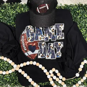 Navy Football Leopard & Sequins Patch