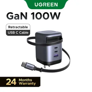 UGREEN USB C Charger Block 100W, 4-Port GaN Super Fast Charger, Type C Wall Charger Adapter with USB C Charging Cable for MacBook Pro/Air,iPad Pro, iPhone 17/16/15Pro and More，TikTokShopSpringGlowUp,Greenish