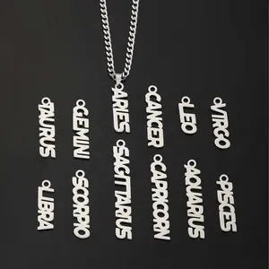 Stainless steel necklace golden/silver twelve zodiac necklace ladies daily wear gift