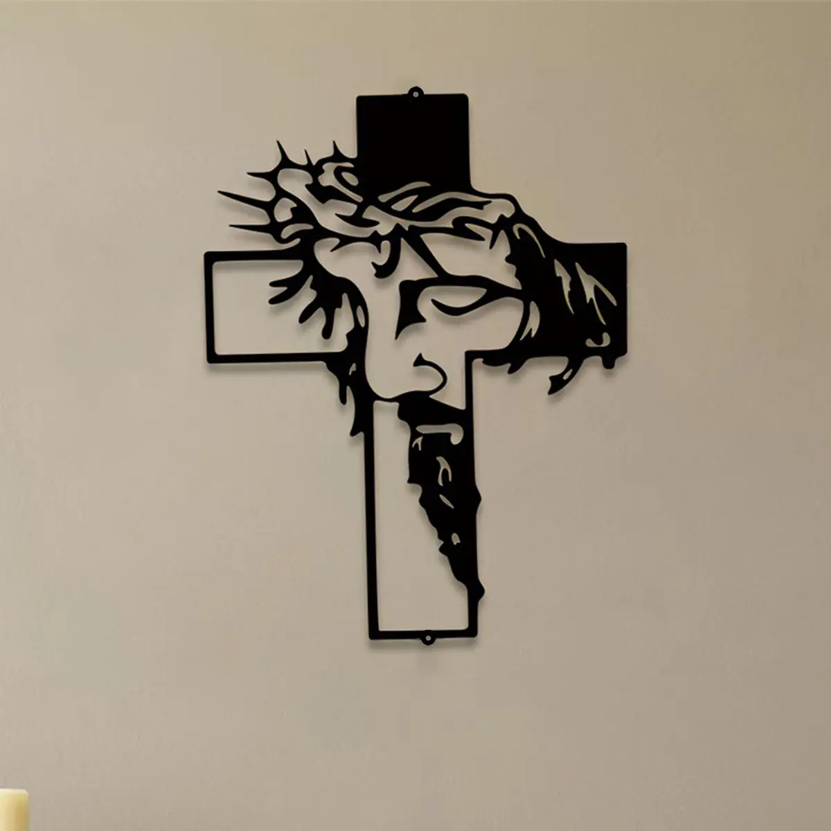 Metal Goth Cross Wall Art, 1 Count Iron Wall Art Decoration, Religious Home Decor, Cross Wall Decoration for Home Living Room School Office, Religious Decorations