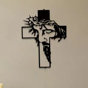 Metal Goth Cross Wall Art, 1 Count Iron Wall Art Decoration, Religious Home Decor, Cross Wall Decoration for Home Living Room School Office