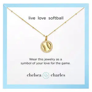 Gold Pavé Softball Necklace