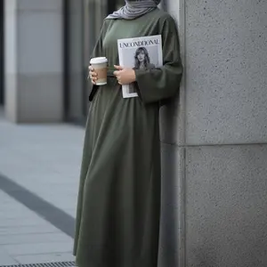 Premium Linen Effect Pullover Abaya with Pockets (MA341) summerwins