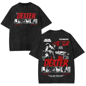 Dexter Morgan Washed T-shirt Heavyweight Cotton Streetwear graphic vintage tees, Bay Harbor Butcher TV Show Tee, Vintage Crime Thriller Shirt fan game