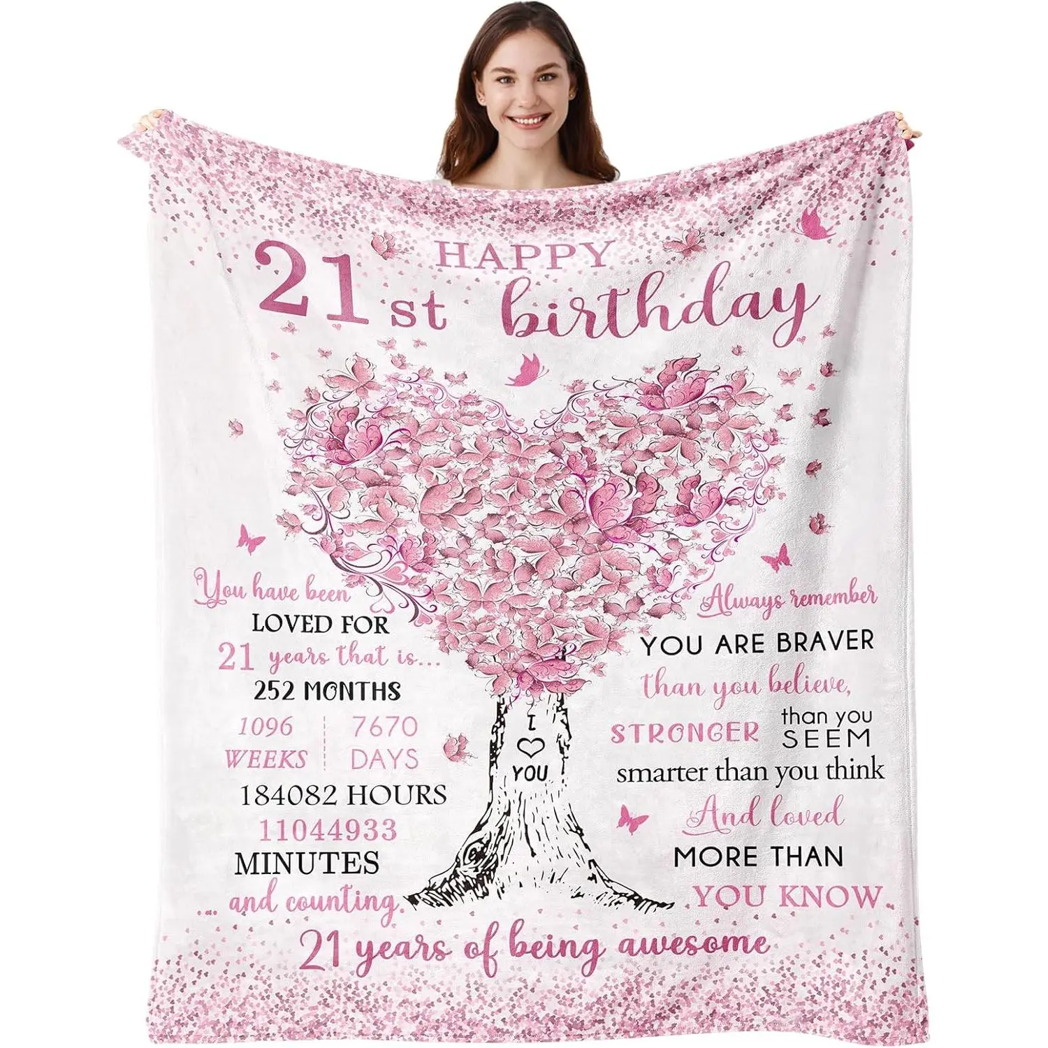 21st Birthday Gifts for Her, 21st Birthday Decorations, 21 Year Old Birthday Gifts for Her, Gifts for 21st Birthday Female,  Gifts for 21 Year Old, 21st Birthday  Ideas Blanket 50"X60"