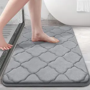 Memory Foam Bath Mat Rug 24x16, Ultra Soft Non Slip and Absorbent Bathroom Rug, Machine Wash Dry, Comfortable, Thick Bath Rug Carpet for Bathroom Floor, Tub and Shower