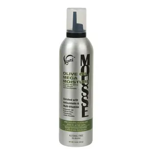 Vigorol Olive Oil Mega Moisture Mousse, 12 oz Haircare Foam with Antioxidants & Multi-Vitamins, Daily Styling Product for Chemically Treated Hair