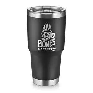 Bones Coffee Company | Black Stainless Steel Tumbler 30oz Double Wall Vacuum Insulated