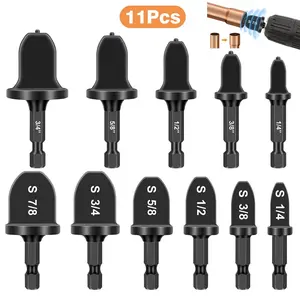 SJPACK 11PCS Swaging Drill Bit Tool Set Flare Tube Copper Pipe Expander for HVAC Repair with Precision Sizing Options