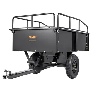 fathersdaygift  VEVOR Heavy Duty ATV Trailer Steel Dump Cart, 750-Pound 15 Cubic Feet, Garden Utility Trailer with Removable Sides for Riding Lawn Mower Tractor