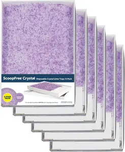 6 Pack PetSafe ScoopFree Lavender Crystal Litter Tray Refills, Easy Clean, 4.3 lb Bags, For Automatic Litter Boxes
