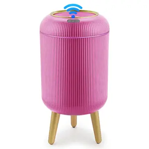 Pukomc Smart Induction Waterproof Trash Can - Multi-Functional, Eco-Friendly, Automatic, Durable Plastic for Bathroom, Bedroom, Office Use, Pink