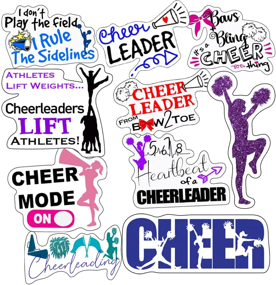 Cheer Stickers, Ten Vinyl Stickers Supporting Cheer, Great Cheer Gift, Decorative Stickers