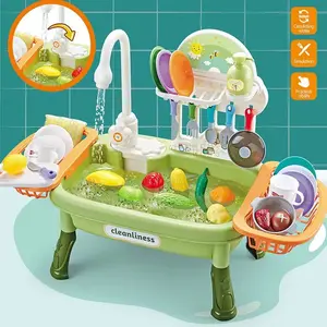 Large Kids Electric Simulation Dishwashing Sink with Water Circulation, Interactive Toy for Role Play, Teaches Life Skills for Ages 3+