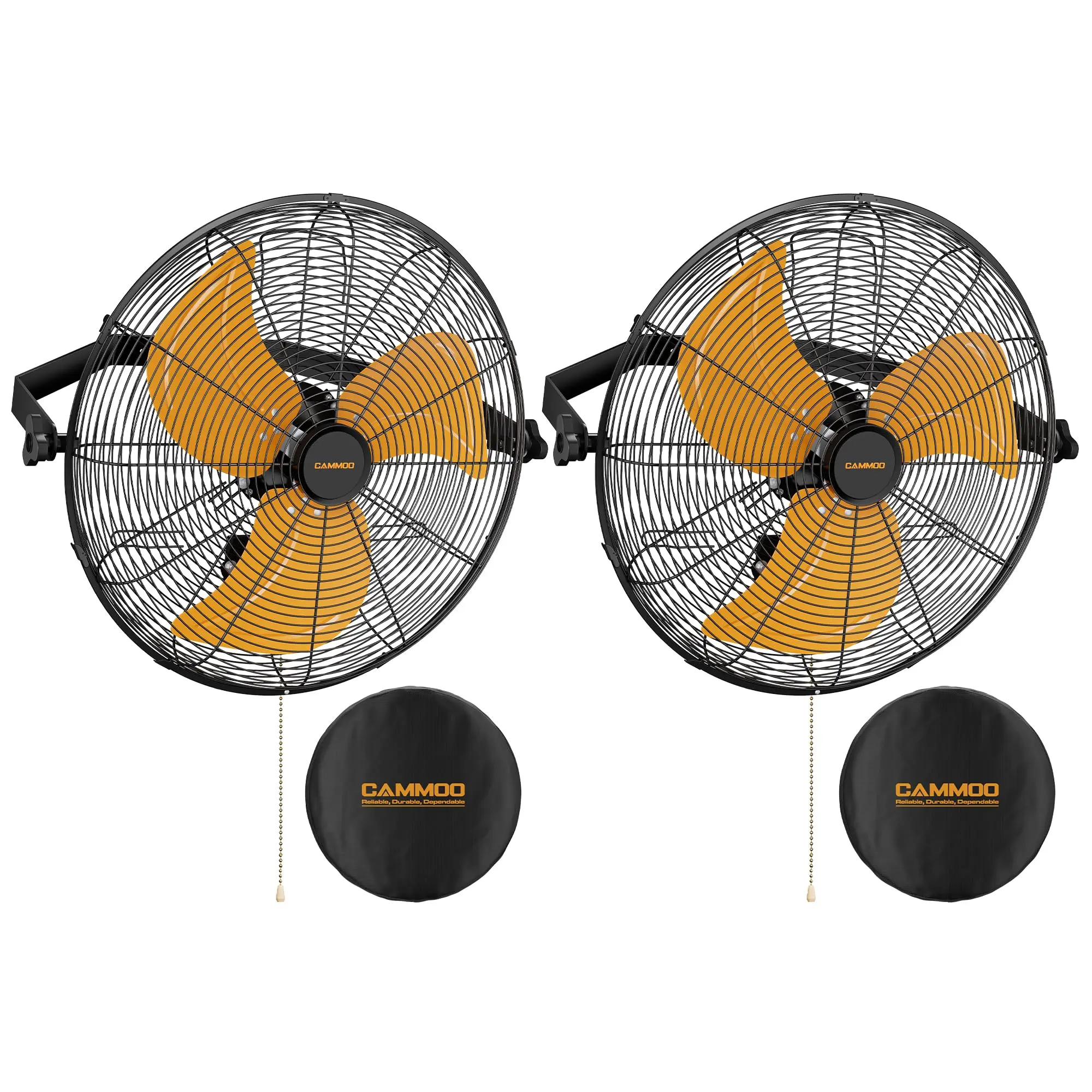 CAMMOO Non-Oscillating 18 Inch Wall Mount Fan with 600D Oxford Cover, IP44 Wall Fan | Extended 6.6 ft Power Cord, 360 Degree Tilt, 3-Speed Outdoor Fans for Patios, Greenhouse, Garage, Workshop Or Covered Outdoor,dorm essentials,home essentials campingesse