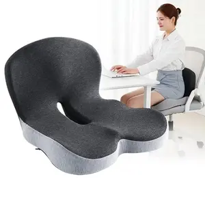 Non-Slip Memory Foam Seat Skin-Friendly Extended Zipper Easy Remove Wash Back Support Cushion