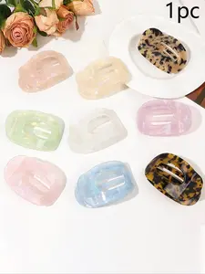 Elegant Colorful Acetate Flat Oval Hair Clip, Anti-Slip Teeth Design, Suitable for Daily, Casual Gatherings, Vacation, Flat Hair Clips, Hairclips