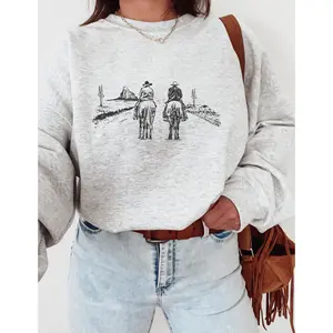 Two Cowboys Sweatshirt, Rodeo Shirt, Western Crewneck, Comfort Western Wear, Gifts for Rodeo Lovers