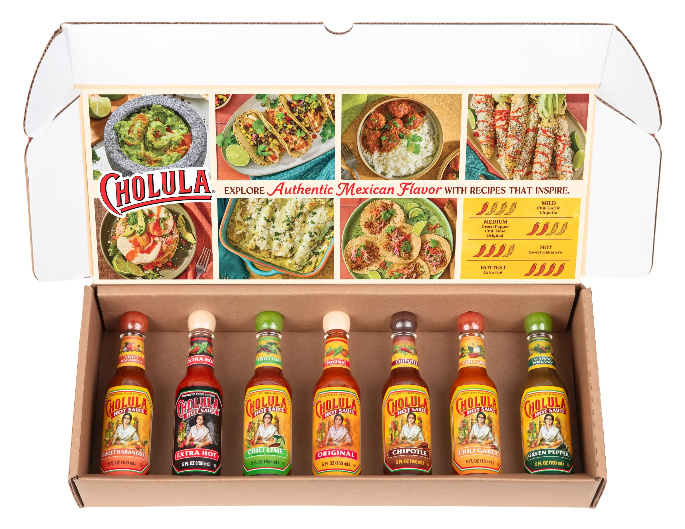 Cholula Variety Pack, 7-Count (Extra Hot, Green Pepper, Chili Lime, Chili Garlic, Chipotle, Sweet Habanero, Original) Cholula Variety Pack, 7-Count (Extra Hot, Green Pepper, Chili Lime, Chili Garlic, Chipotle, Sweet Habanero, Original)